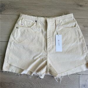 AG Jeans Renn ivory Revival Workshop high-rise cut-off mini shorts Size 26. NWT